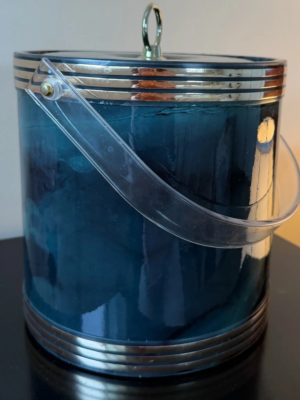 Vintage Marbleized Ice Bucket with Gold Trim